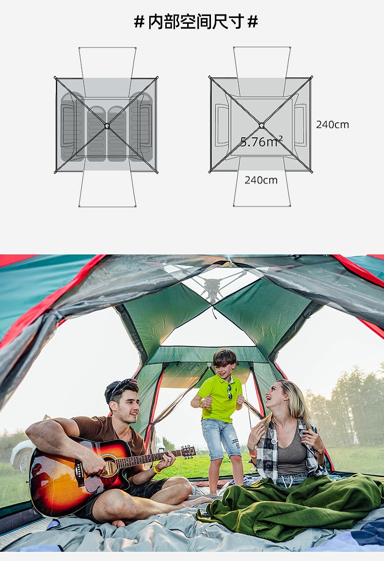 Cheap Goat Tents TANXIANZHE Outdoor Automatic Quick Open Tent Rainfly Waterproof Camping Tent Family Outdoor Instant Setup Tent with Carring Bag   